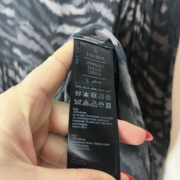 Allsaints Womens Blouse Size S Fayre Remix Top Gray Print Viscose Long S… - Picture 3 of 8